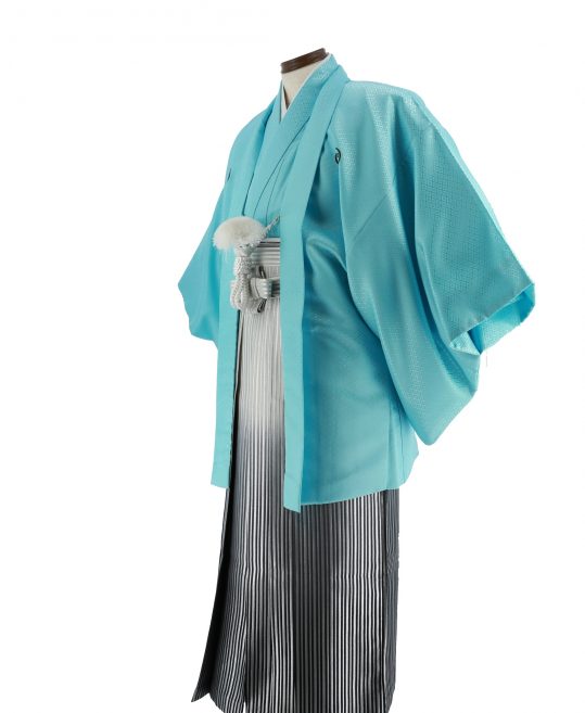 紋付袴レンタル・成人式・結婚式・卒業式|水色　菱形模様[身長170cm対応]No.209